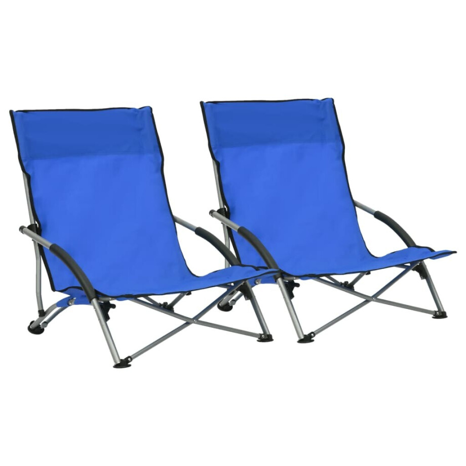 vidaXL Strandstoelen 2 st inklapbaar stof blauw vidaXL Strandstoelen 2 st inklapbaar stof blauw afbeelding 1