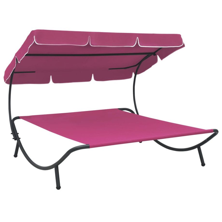 vidaXL Loungebed met luifel roze afbeelding 1