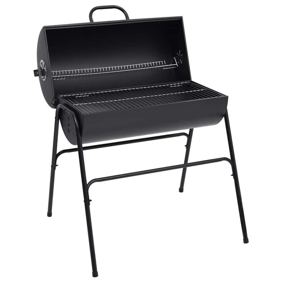 vidaXL Barbecuevat met 2 kookroosters 80x95x90 cm staal zwart vidaXL Barbecuevat met 2 kookroosters 80x95x90 cm staal zwart afbeelding 1