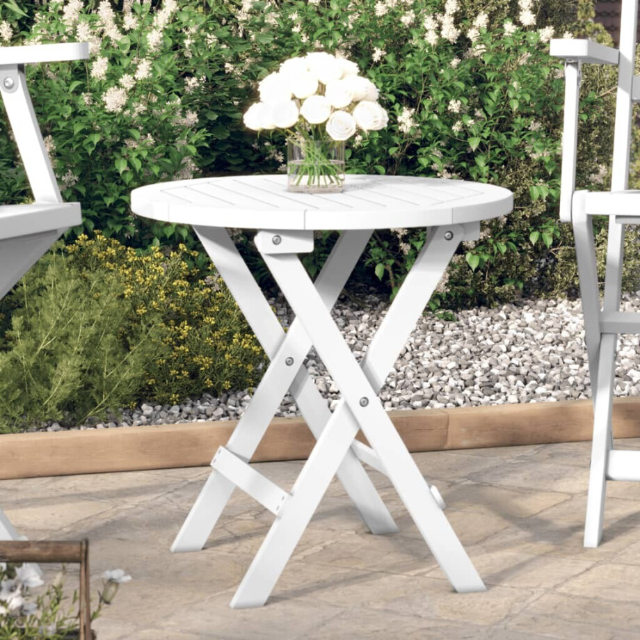 vidaXL Tuintafel inklapbaar Ø 46 cm massief acaciahout wit afbeelding 1