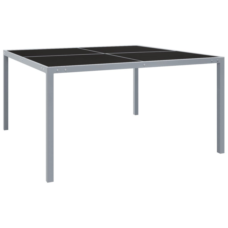 vidaXL Tuintafel 130x130x72 cm staal en glas grijs afbeelding 1