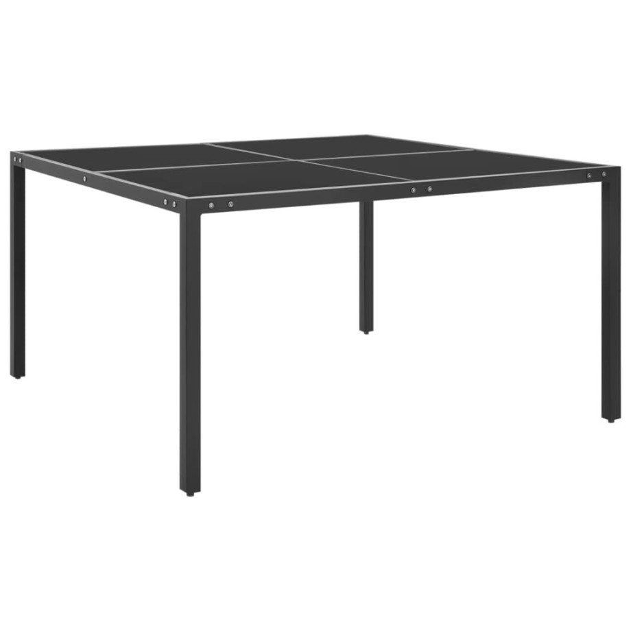 vidaXL Tuintafel 130x130x72 cm staal en glas antracietkleurig afbeelding 1