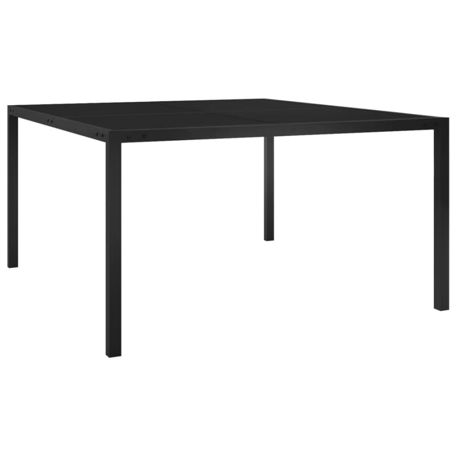 vidaXL Tuintafel 130x130x72 cm staal en glas zwart afbeelding 1