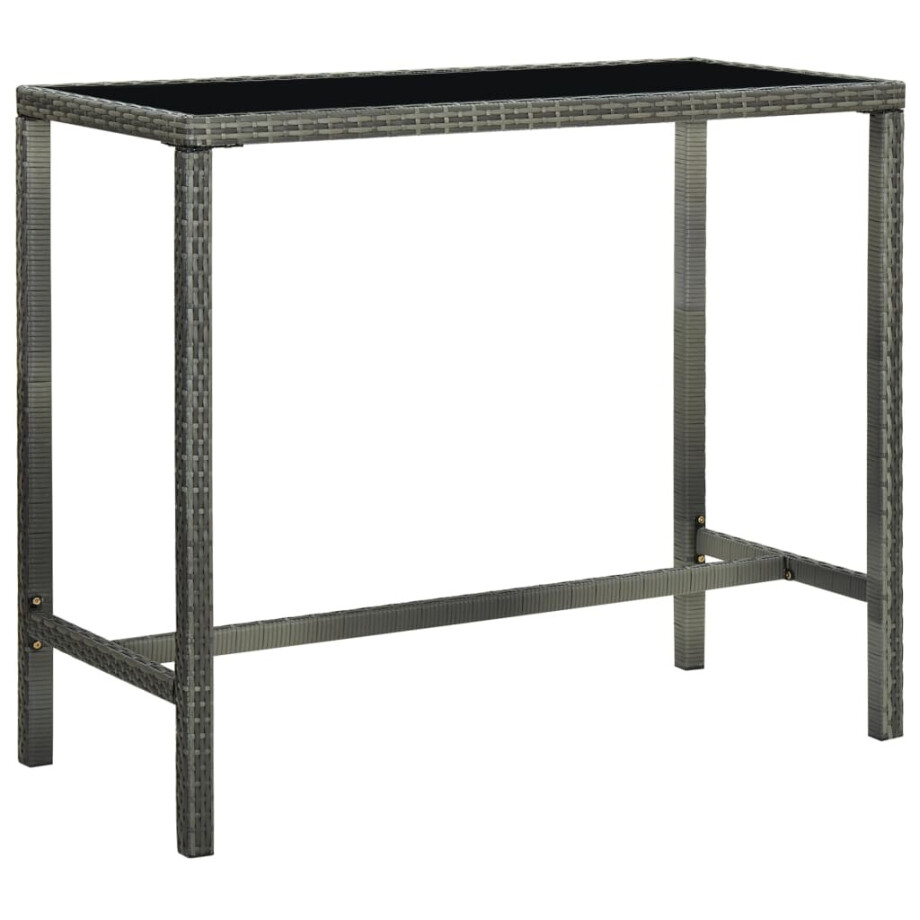 vidaXL Tuinbartafel 130x60x110 cm poly rattan en glas grijs afbeelding 1