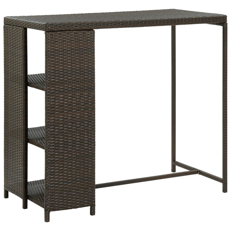 vidaXL Bartafel met opbergrek 120x60x110 cm poly rattan bruin afbeelding 1