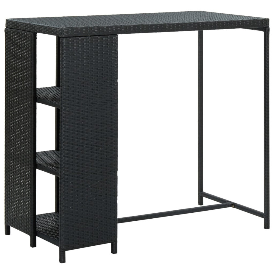 vidaXL Bartafel met opbergrek 120x60x110 cm poly rattan zwart afbeelding 1