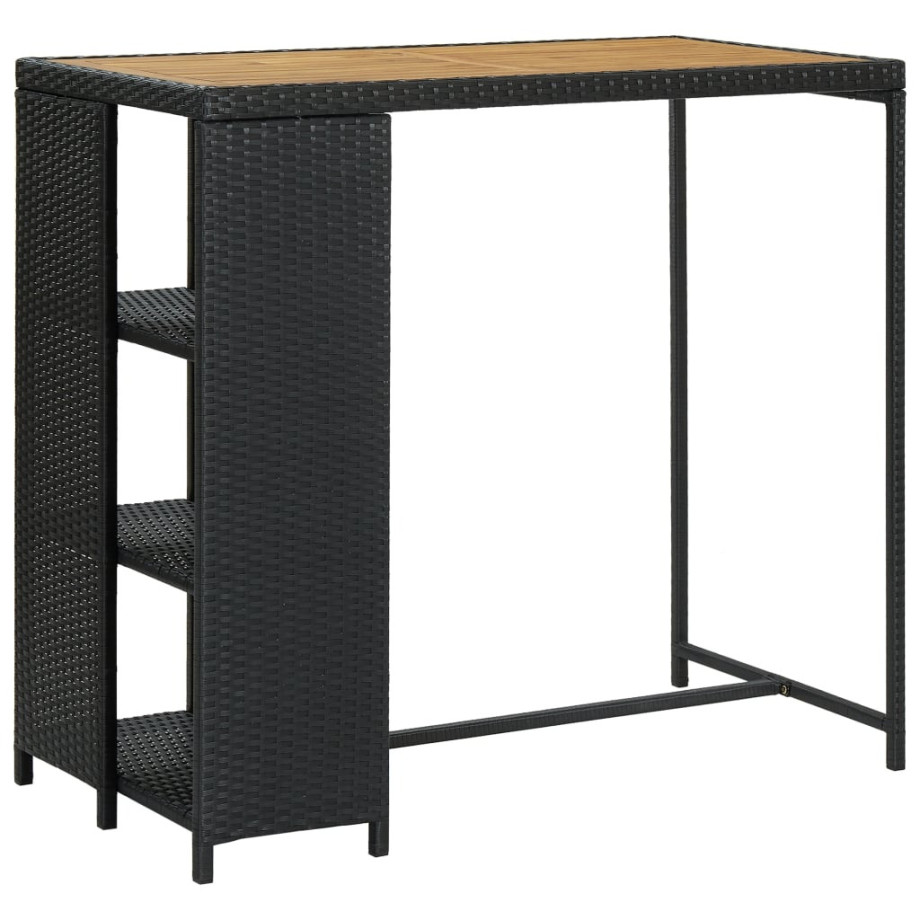 vidaXL Bartafel met opbergrek 120x60x110 cm poly rattan zwart afbeelding 1