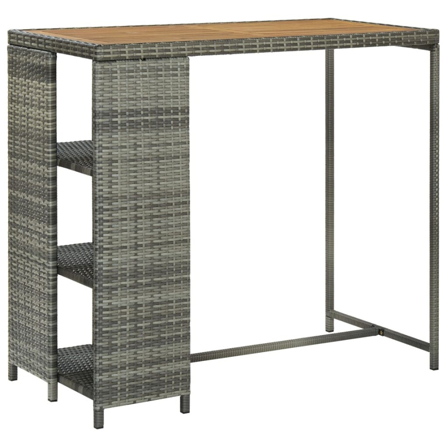 vidaXL Bartafel met opbergrek 120x60x110 cm poly rattan grijs vidaXL Bartafel met opbergrek 120x60x110 cm poly rattan grijs afbeelding 1