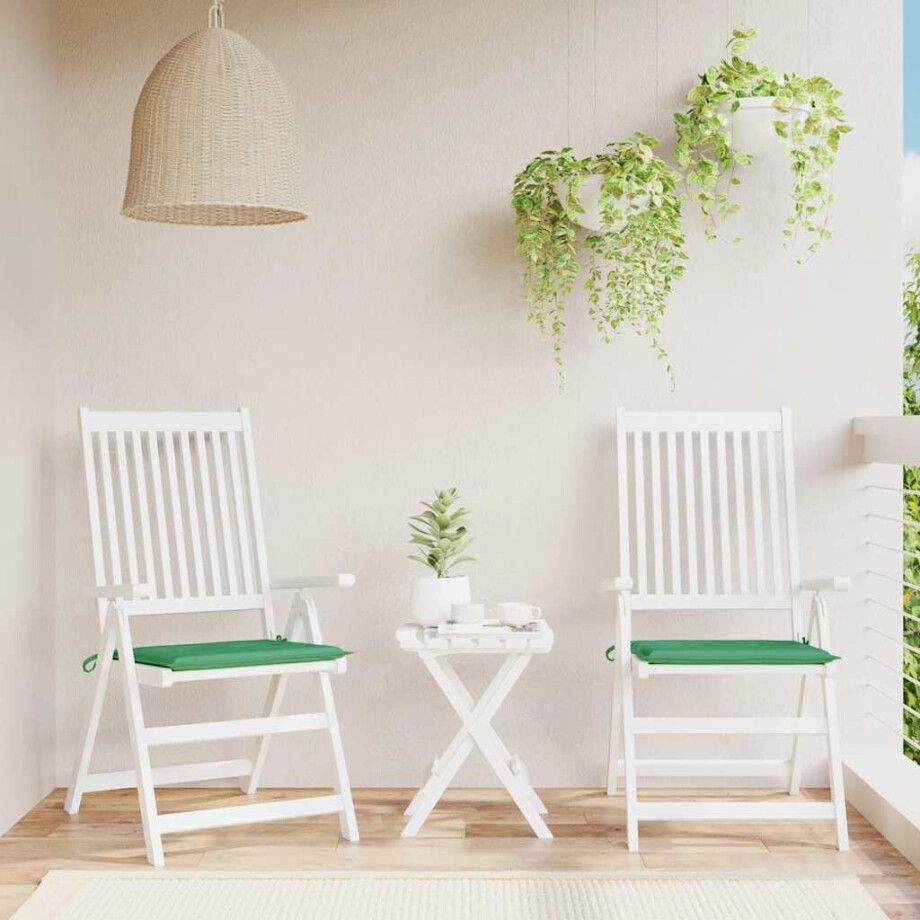 vidaXL Tuinstoelkussens 2 st 40x40x4 cm oxford stof groen afbeelding 1