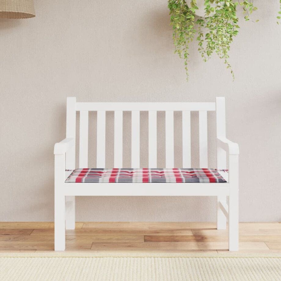 vidaXL Tuinbankkussen 100x50x3 cm oxford stof ruitpatroon rood afbeelding 1