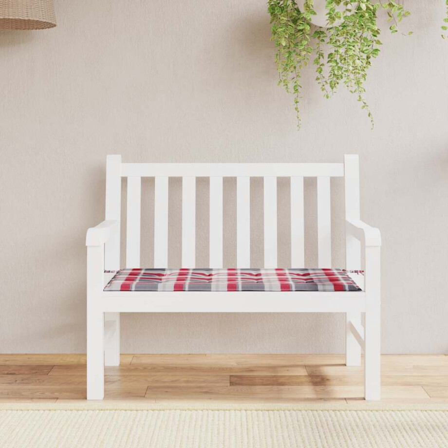 vidaXL Tuinbankkussen 120x50x3 cm oxford stof ruitpatroon rood afbeelding 1