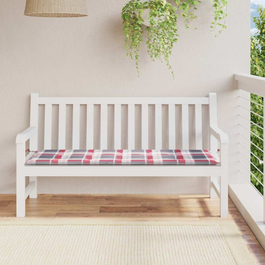 vidaXL Tuinbankkussen 150x50x4 cm oxford stof ruitpatroon rood afbeelding 1
