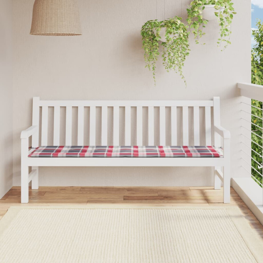 vidaXL Tuinbankkussen 180x50x3 cm oxford stof ruitpatroon rood afbeelding 1