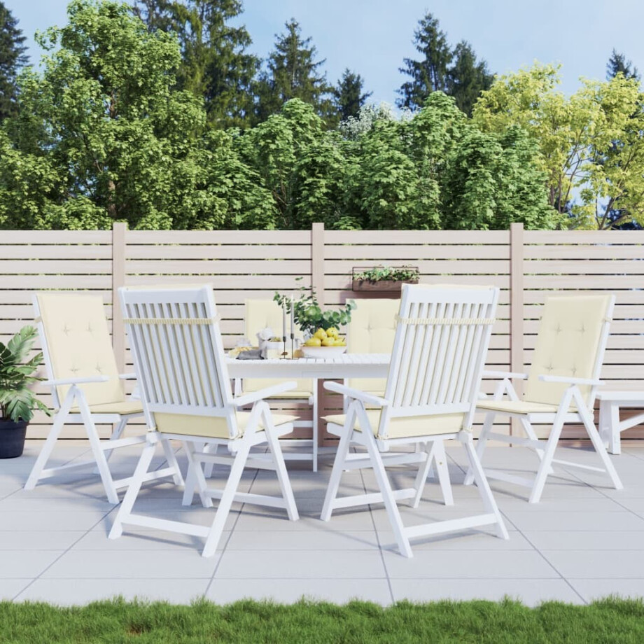 vidaXL Tuinstoelkussens 6 st hoge rug 120x50x3 cm stof crèmekleurig afbeelding 1