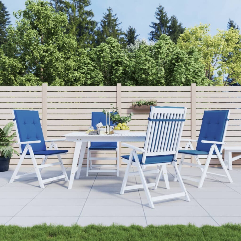 vidaXL Tuinstoelkussens 4 st hoge rug 120x50x3 cm stof koningsblauw vidaXL Tuinstoelkussens 4 st hoge rug 120x50x3 cm stof koningsblauw afbeelding 1