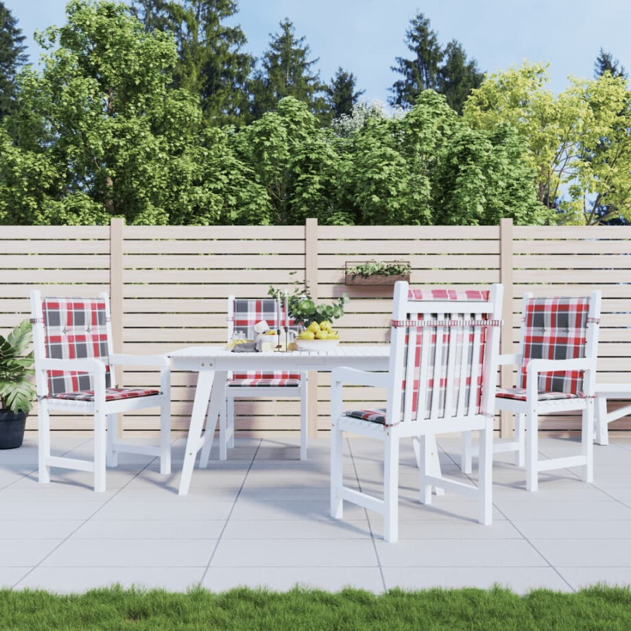 vidaXL Tuinstoelkussens 4 st 100x50x3 cm oxford stof ruitpatroon rood afbeelding 1