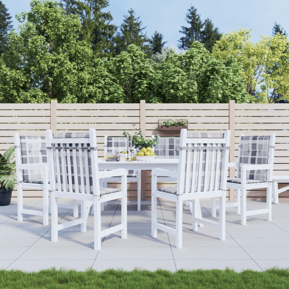vidaXL Tuinstoelkussens 6 st 100x50x3 cm oxford stof ruitpatroon grijs afbeelding 1