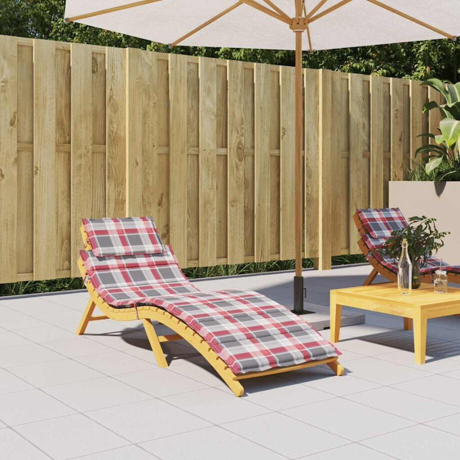 vidaXL Ligbedkussen 186x58x4 cm oxford stof ruitpatroon rood afbeelding 1