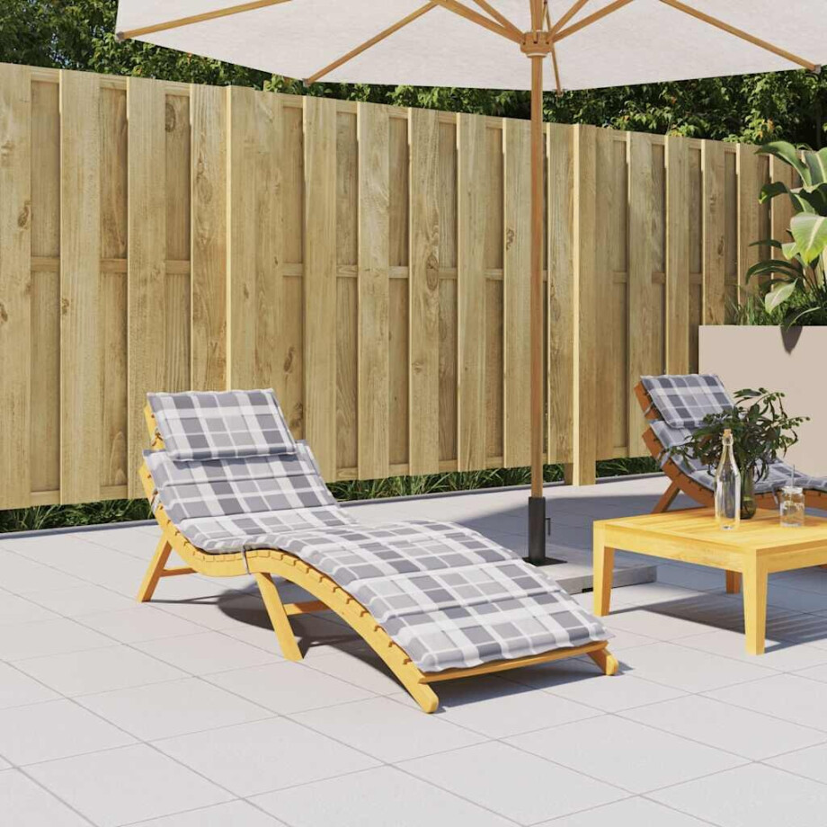 vidaXL Ligbedkussen 186x58x4 cm oxford stof ruitpatroon grijs vidaXL Ligbedkussen 186x58x4 cm oxford stof ruitpatroon grijs afbeelding 1