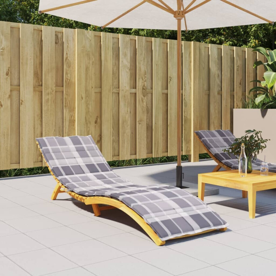 vidaXL Ligbedkussen 200x50x3 cm oxford stof ruitpatroon grijs afbeelding 1