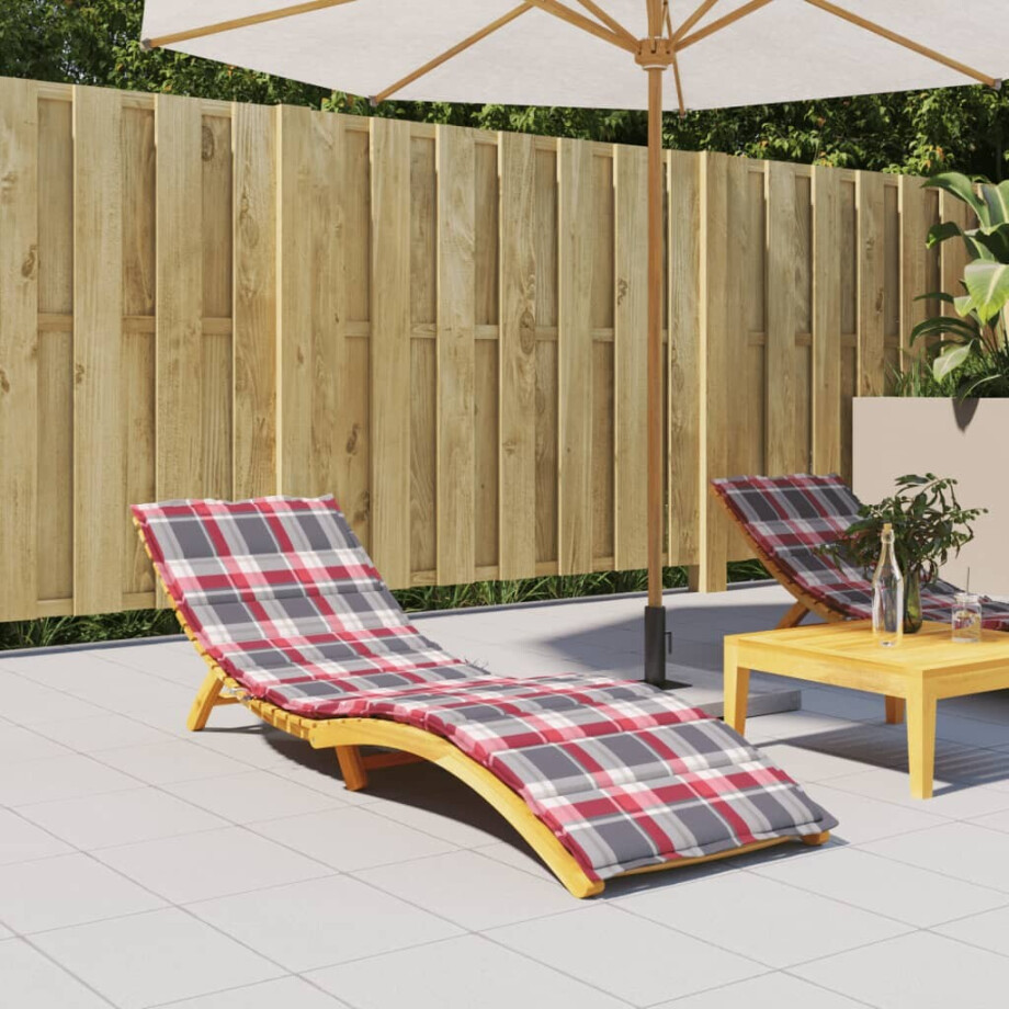 vidaXL Ligbedkussen 200x60x3 cm oxford stof ruitpatroon rood afbeelding 1