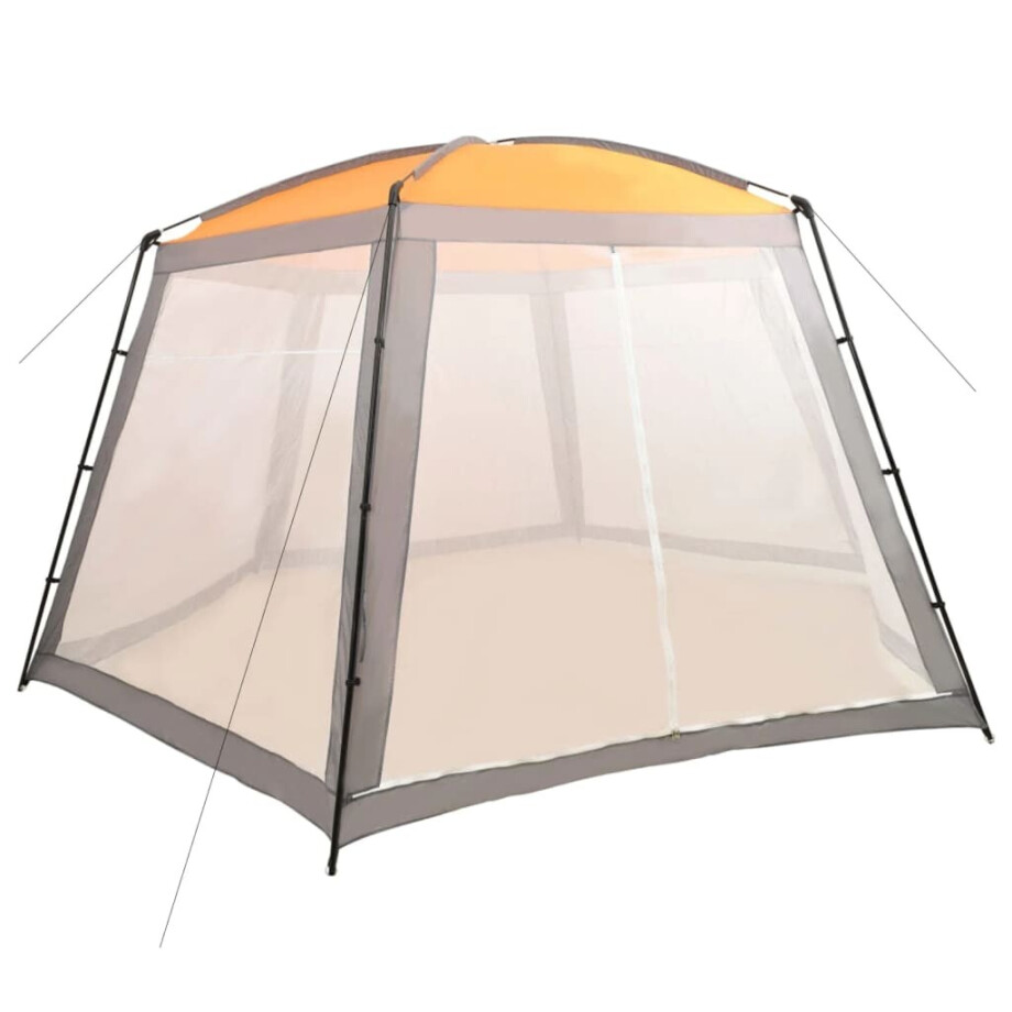 vidaXL Zwembadtent 590x520x250 cm stof grijs afbeelding 1