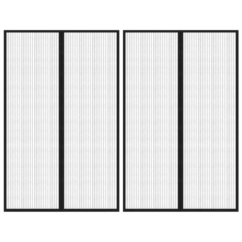 vidaXL Insectendeurgordijnen 2 st magnetisch 220x130 cm zwart afbeelding 1