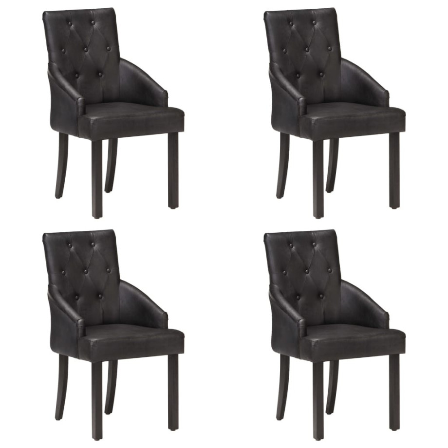 vidaXL Eetkamerstoelen 4 st echt geitenleer zwart afbeelding 1