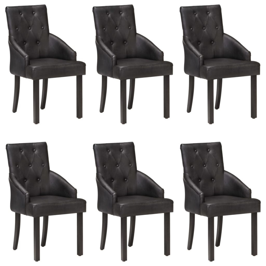 vidaXL Eetkamerstoelen 6 st echt geitenleer zwart afbeelding 1