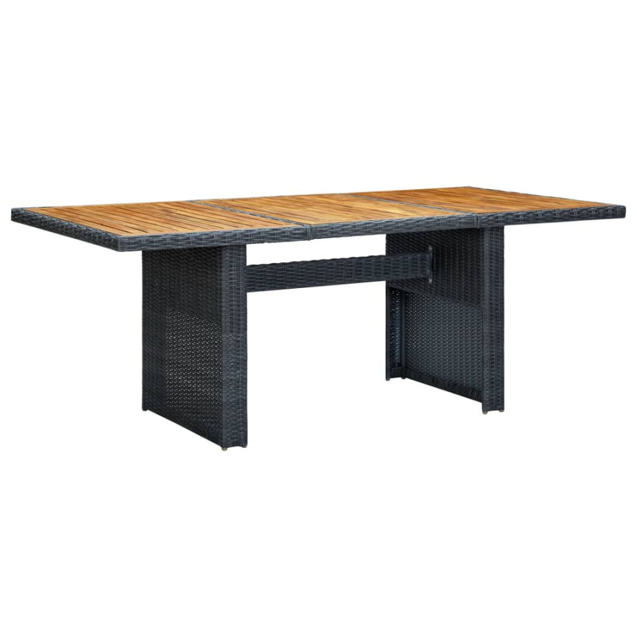 vidaXL Tuintafel poly rattan en massief acaciahout donkergrijs afbeelding 1