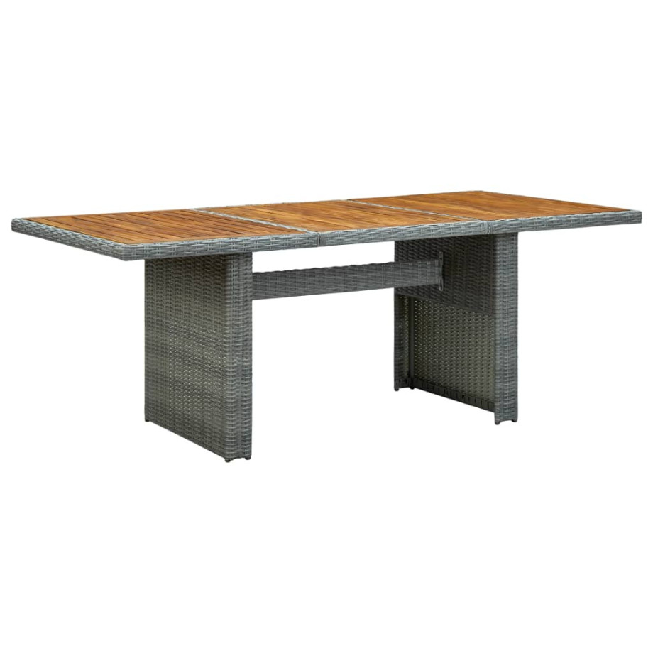 vidaXL Tuintafel poly rattan en massief acaciahout lichtgrijs afbeelding 1