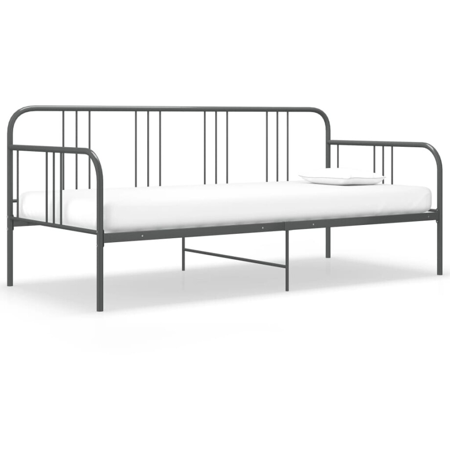 vidaXL Slaapbankframe metaal grijs 90x200 cm afbeelding 1
