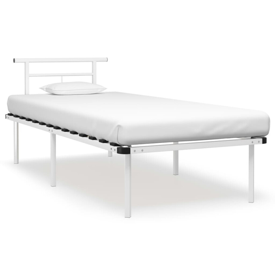 vidaXL Bedframe metaal wit 90x200 cm afbeelding 1