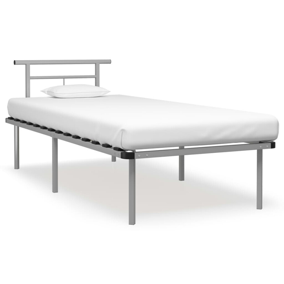 vidaXL Bedframe metaal grijs 90x200 cm afbeelding 1