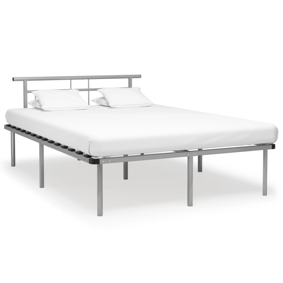 vidaXL Bedframe metaal grijs 160x200 cm afbeelding 1