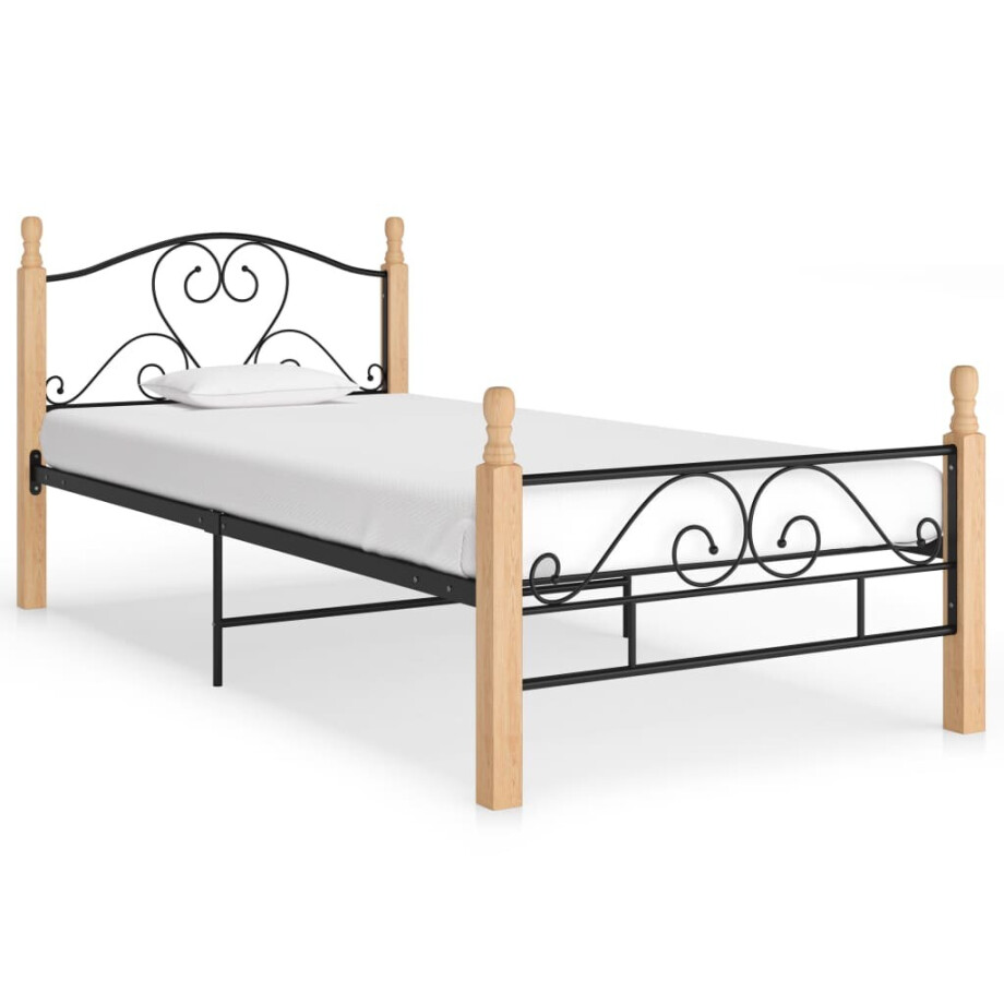 vidaXL Bedframe metaal zwart 90x200 cm afbeelding 1