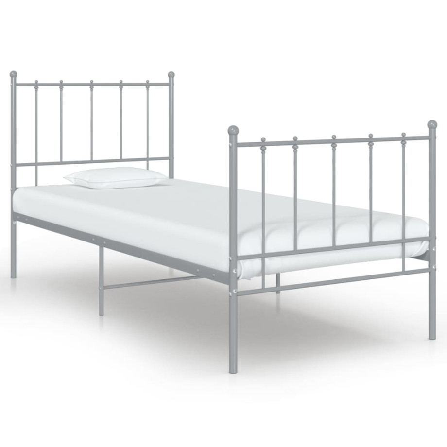 vidaXL Bedframe metaal grijs 90x200 cm afbeelding 1