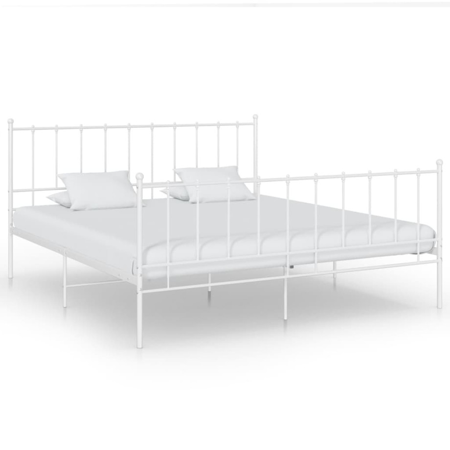 vidaXL Bedframe metaal wit 200x200 cm afbeelding 1