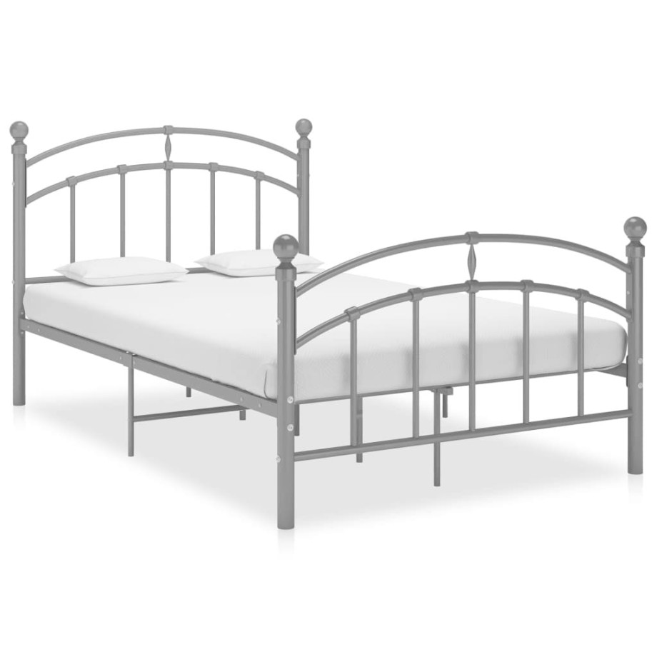 vidaXL Bedframe metaal grijs 120x200 cm afbeelding 1