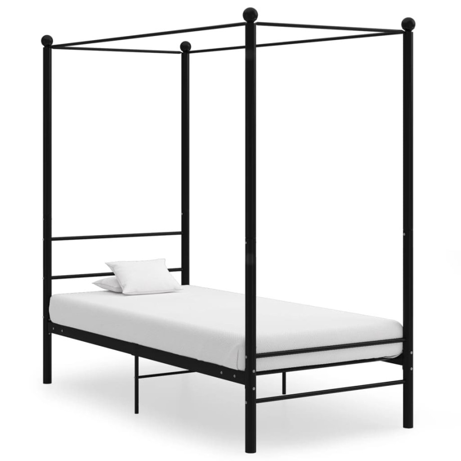 vidaXL Hemelbedframe metaal zwart 90x200 cm afbeelding 1