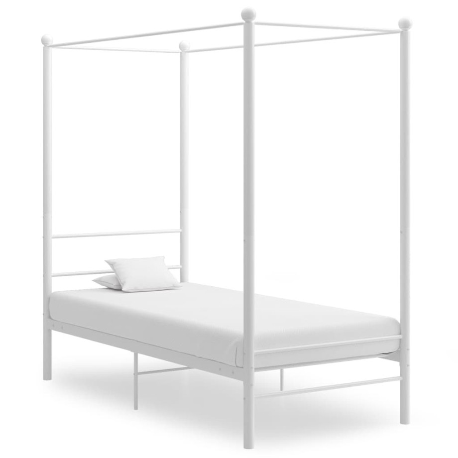 vidaXL Hemelbedframe metaal wit 90x200 cm afbeelding 1