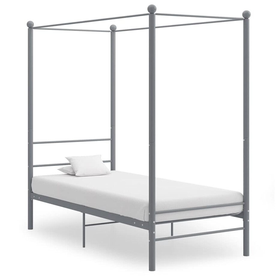 vidaXL Hemelbedframe metaal grijs 90x200 cm afbeelding 1