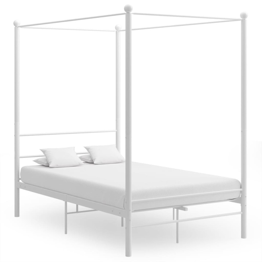 vidaXL Hemelbedframe metaal wit 120x200 cm afbeelding 1