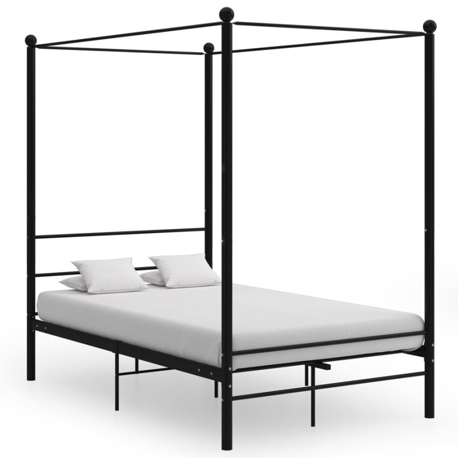 vidaXL Hemelbedframe metaal zwart 140x200 cm vidaXL Hemelbedframe metaal zwart 140x200 cm afbeelding 1
