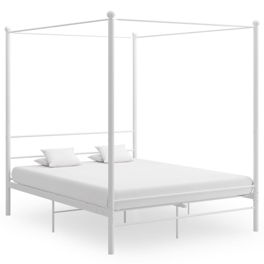 vidaXL Hemelbedframe metaal wit 160x200 cm afbeelding 1