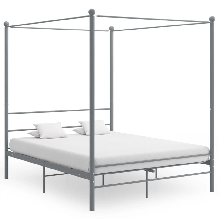 vidaXL Hemelbedframe metaal grijs 160x200 cm afbeelding 1