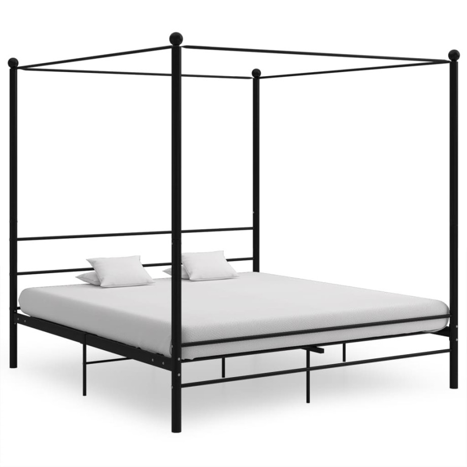 vidaXL Hemelbedframe metaal zwart 180x200 cm afbeelding 1