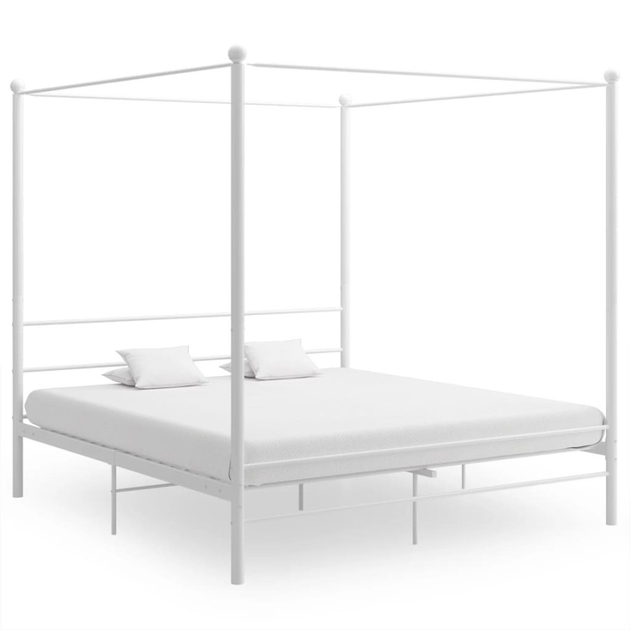 vidaXL Hemelbedframe metaal wit 180x200 cm afbeelding 1