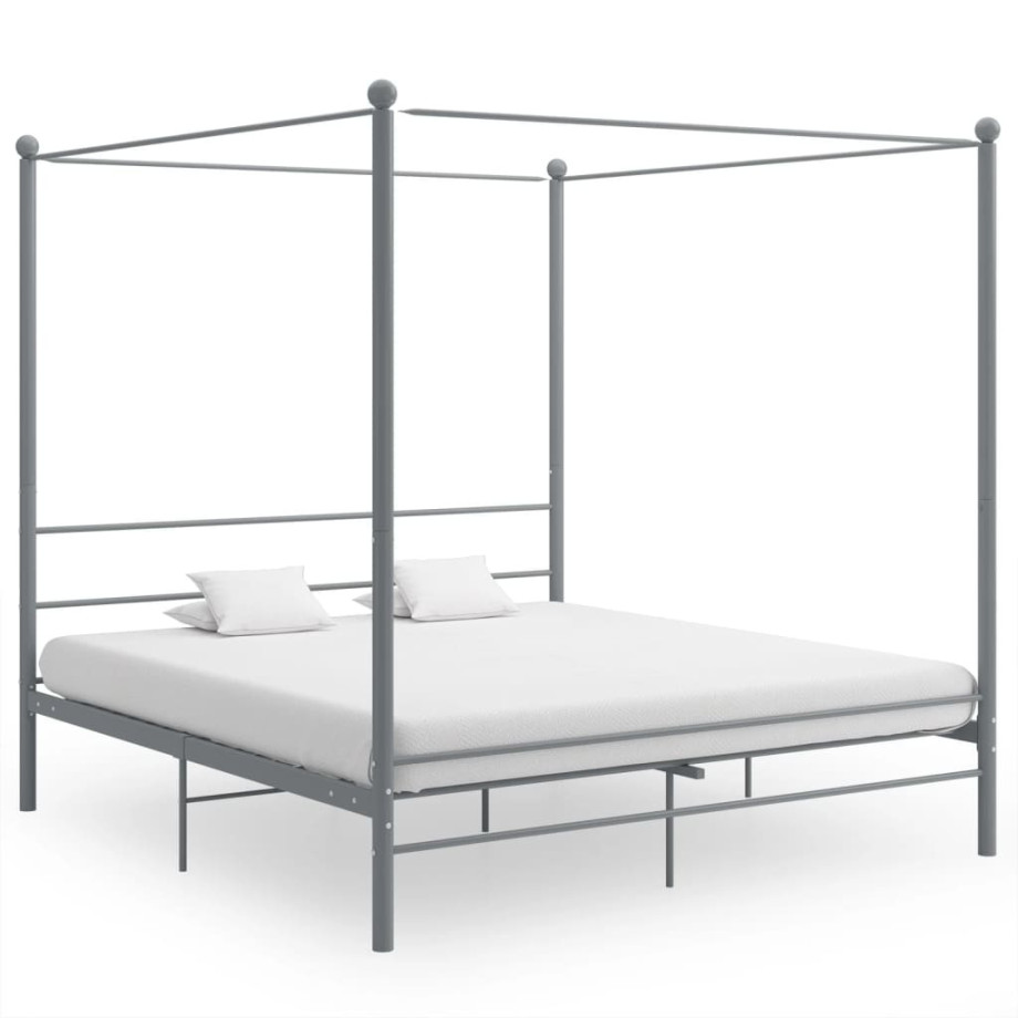 vidaXL Hemelbedframe metaal grijs 180x200 cm afbeelding 1