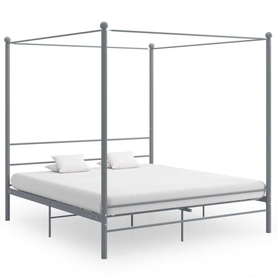 vidaXL Hemelbedframe metaal grijs 200x200 cm afbeelding 1